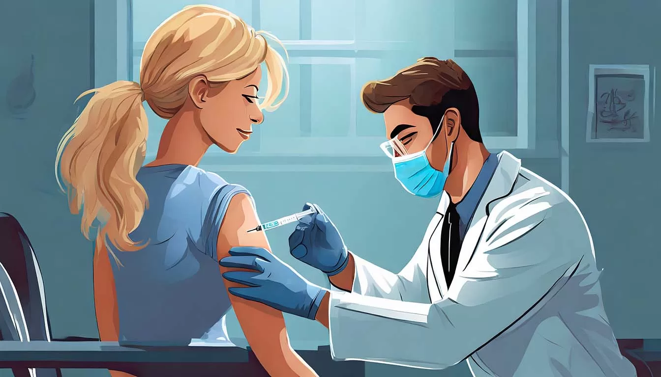 La vacuna del VPH siendo aplicada a una mujer por un médico
